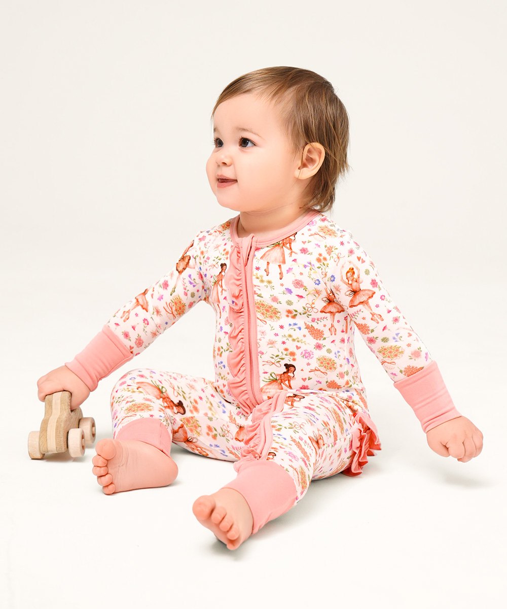Bamboo Baby Girls 2 Way Zipper Footies