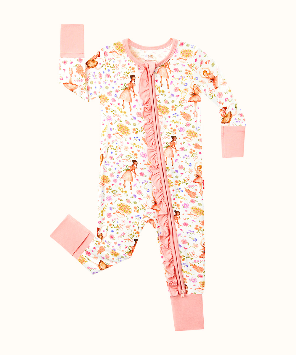 Bamboo Baby Girls 2 Way Zipper Footies