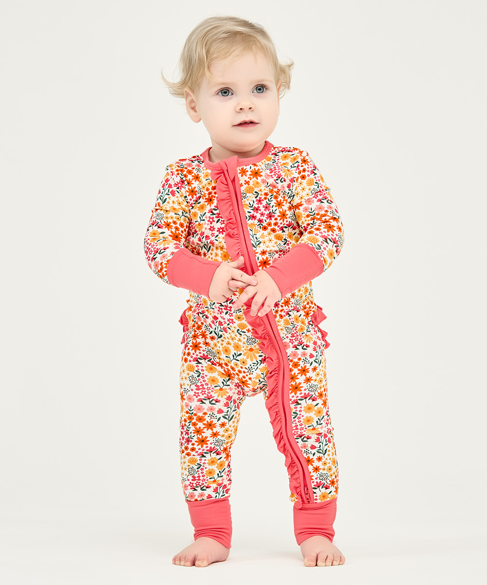 Bamboo Baby Girls 2 Way Zipper Footies