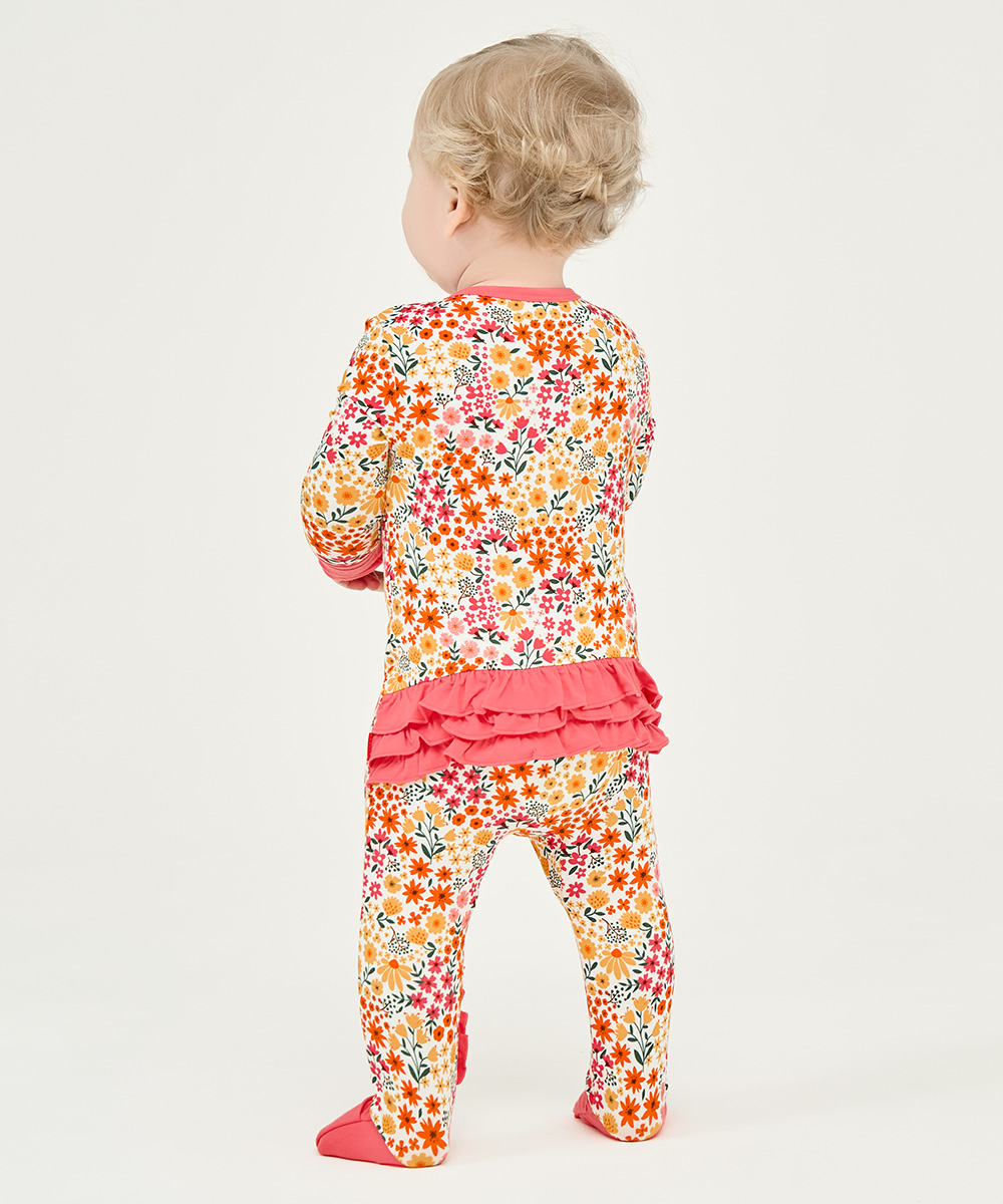 Bamboo Baby Girls 2 Way Zipper Footies