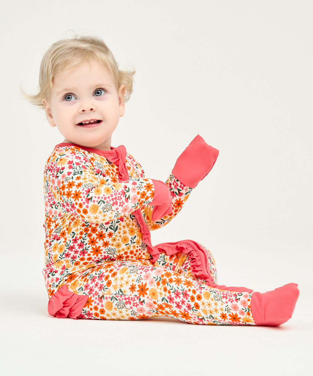 Bamboo Baby Girls 2 Way Zipper Footies