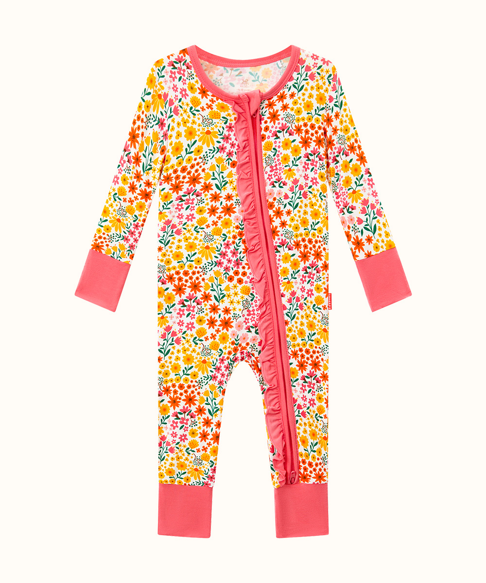 Bamboo Baby Girls 2 Way Zipper Footies