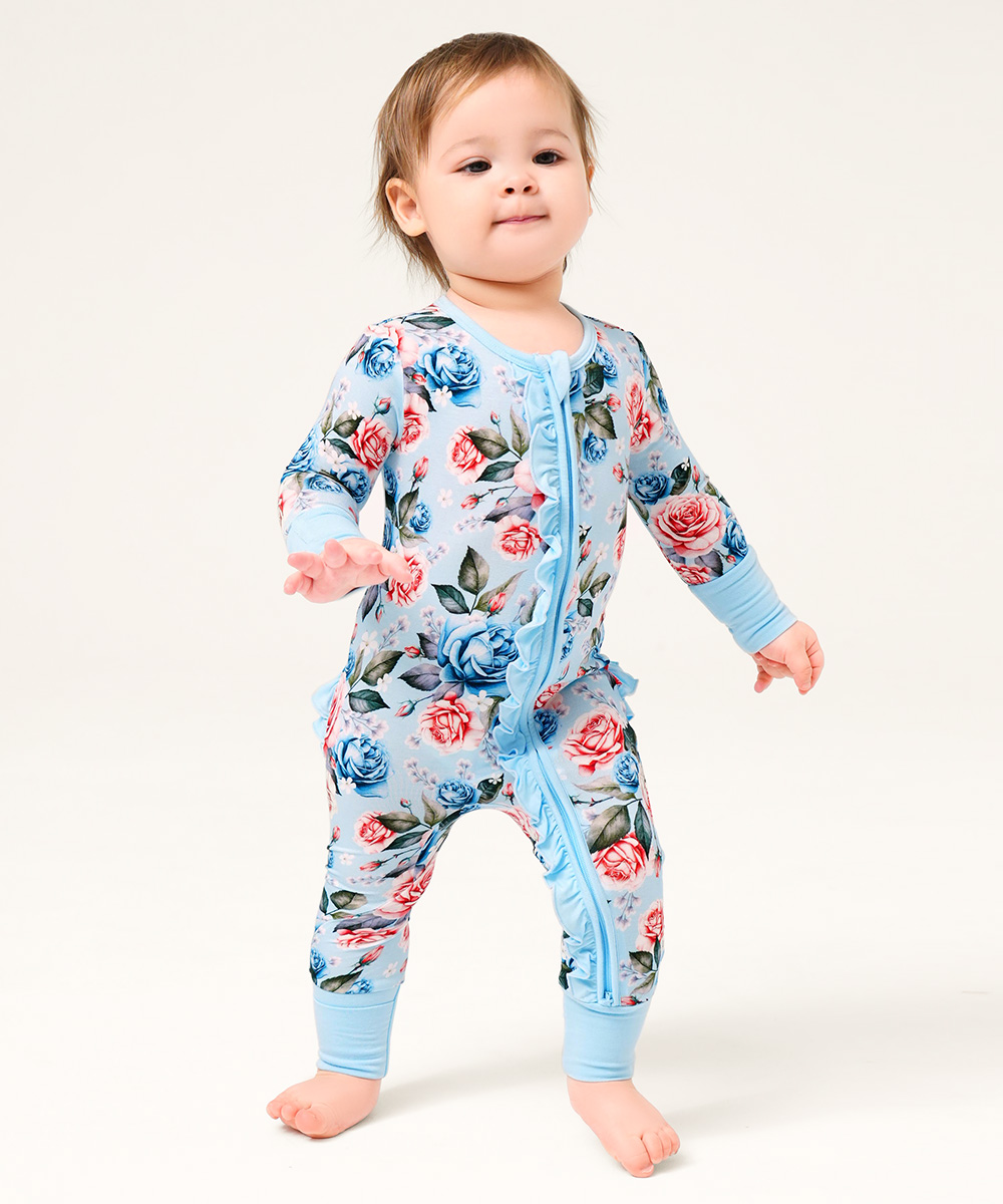 Bamboo Baby Girls 2 Way Zipper Footies