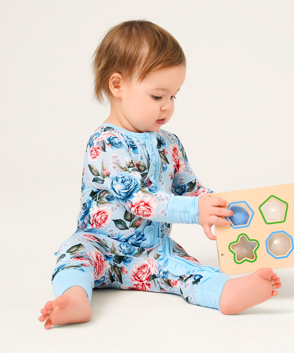 Bamboo Baby Girls 2 Way Zipper Footies