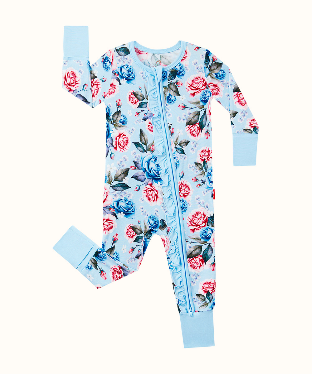 Bamboo Baby Girls 2 Way Zipper Footies
