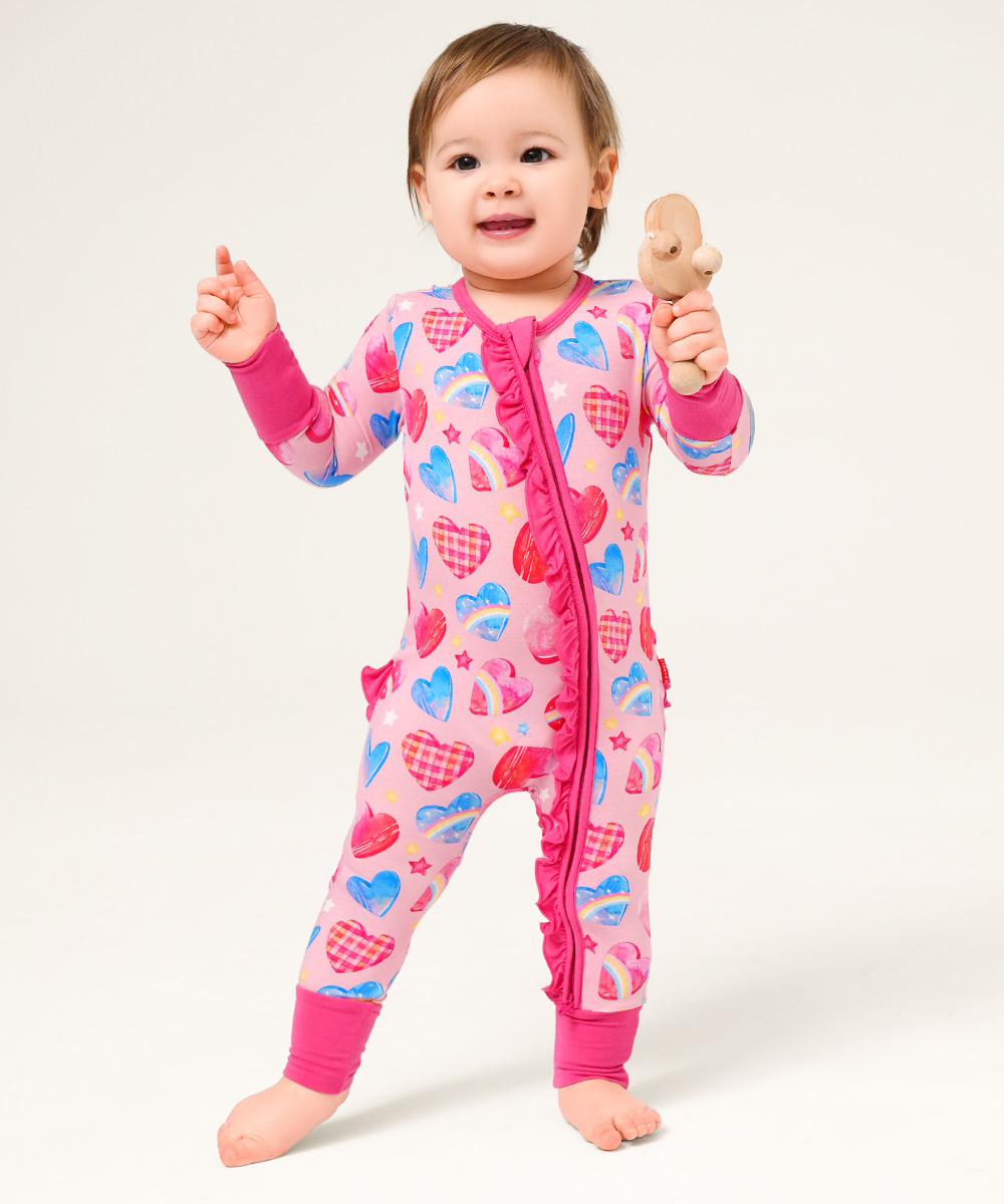 Bamboo Baby Girls 2 Way Zipper Footies
