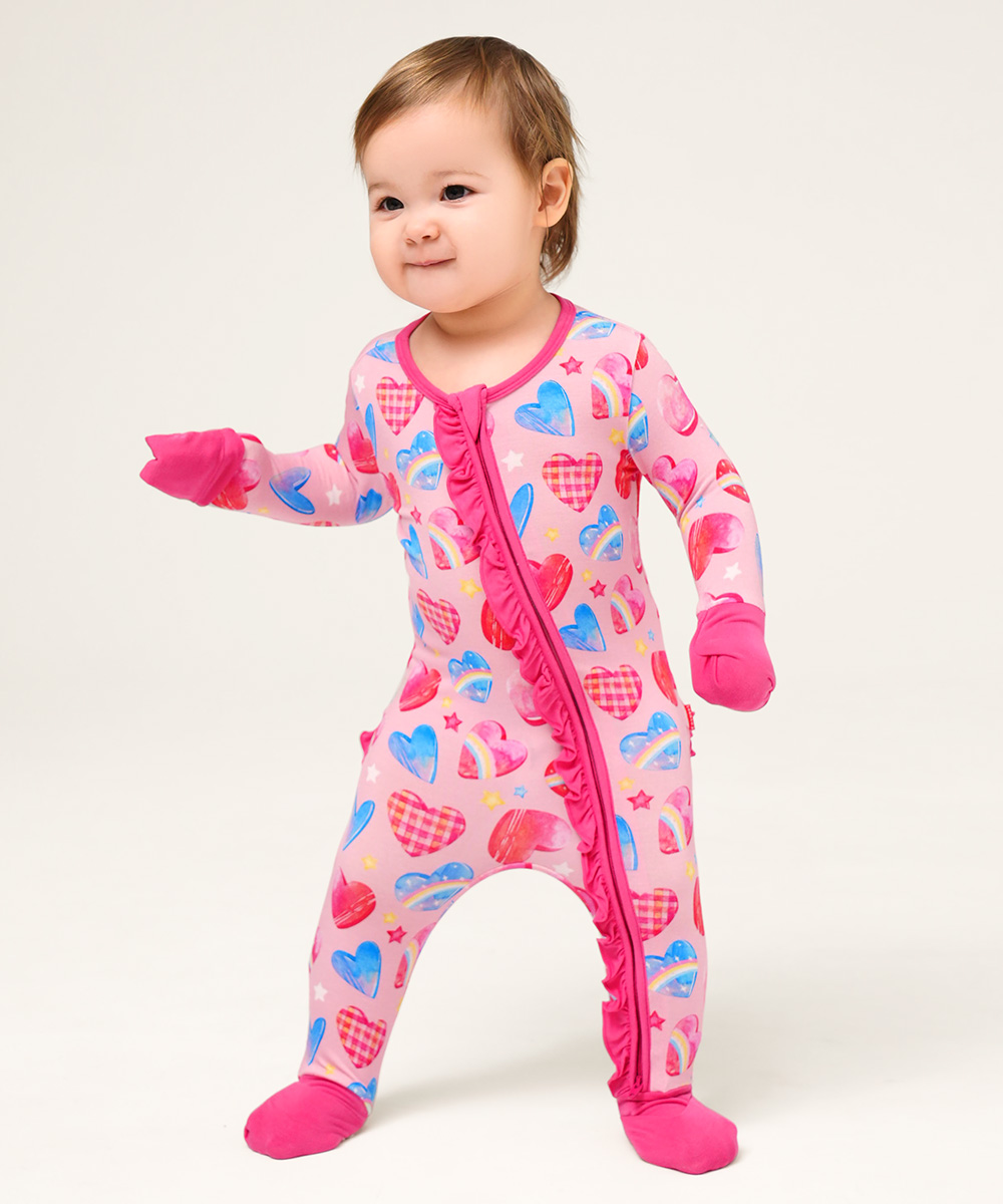 Bamboo Baby Girls 2 Way Zipper Footies