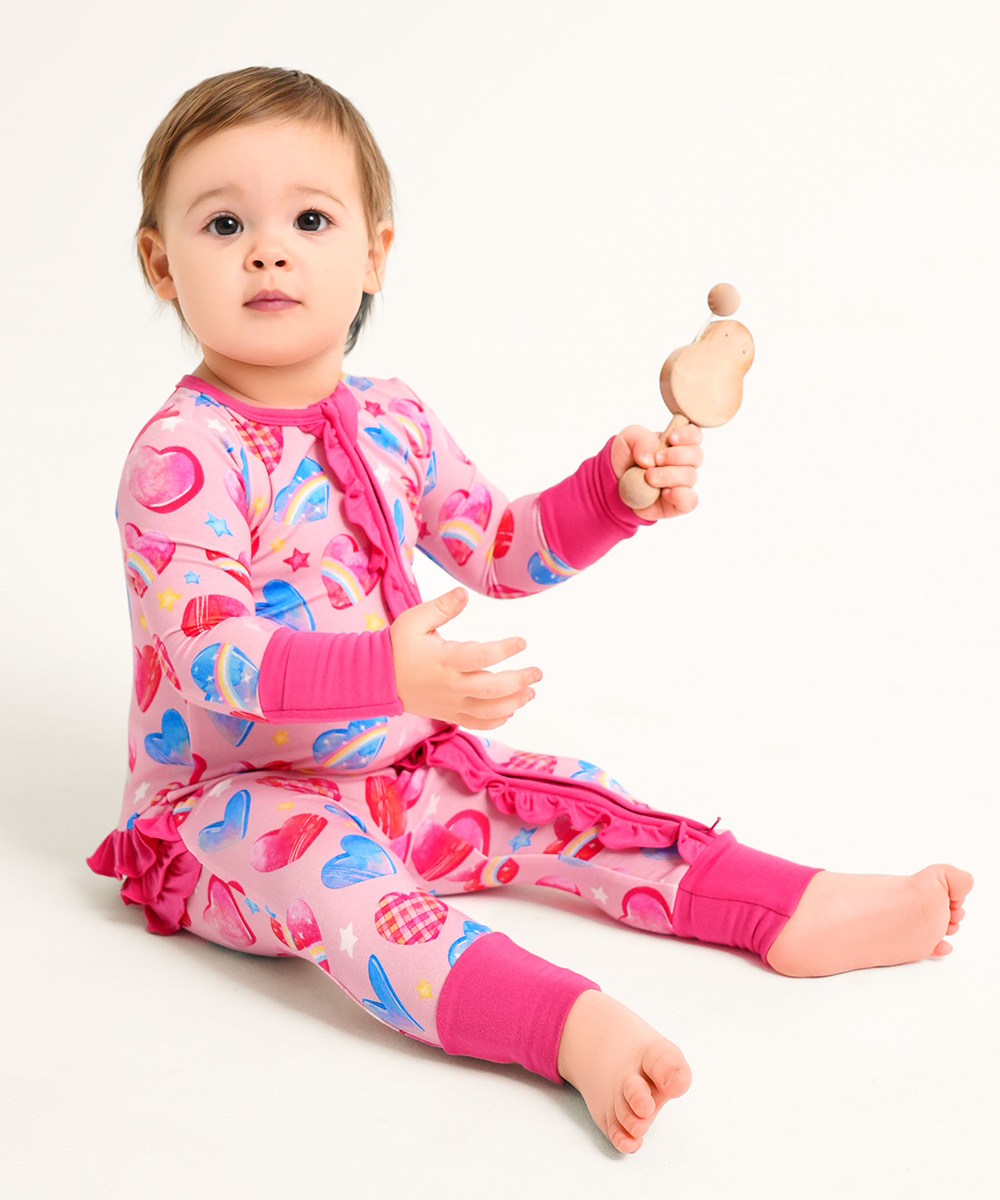 Bamboo Baby Girls 2 Way Zipper Footies