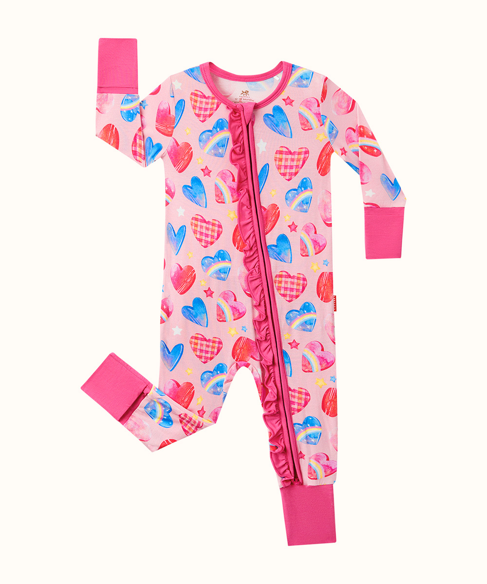 Bamboo Baby Girls 2 Way Zipper Footies