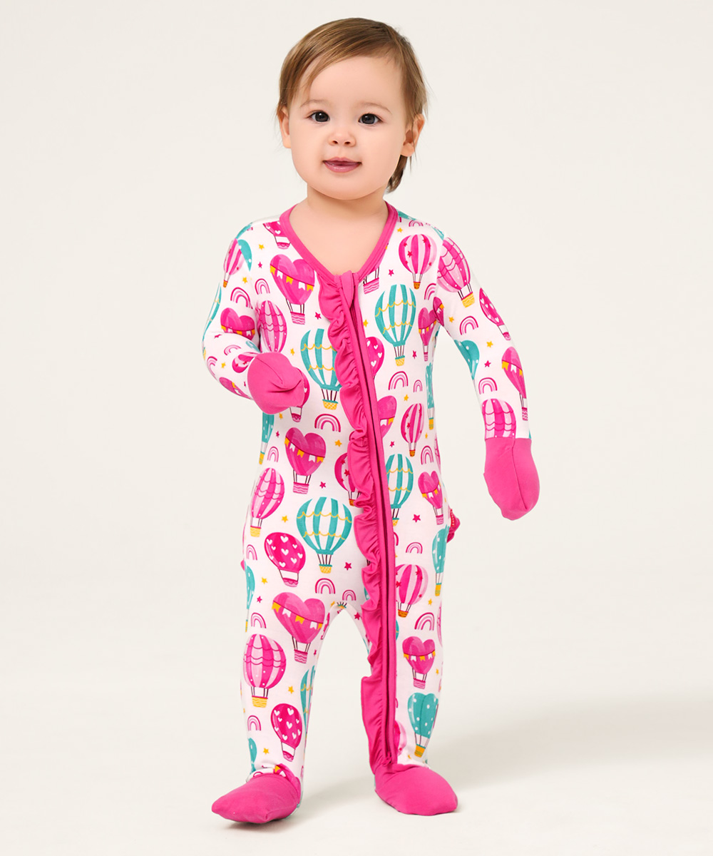 Bamboo Baby Girls 2 Way Zipper Footies