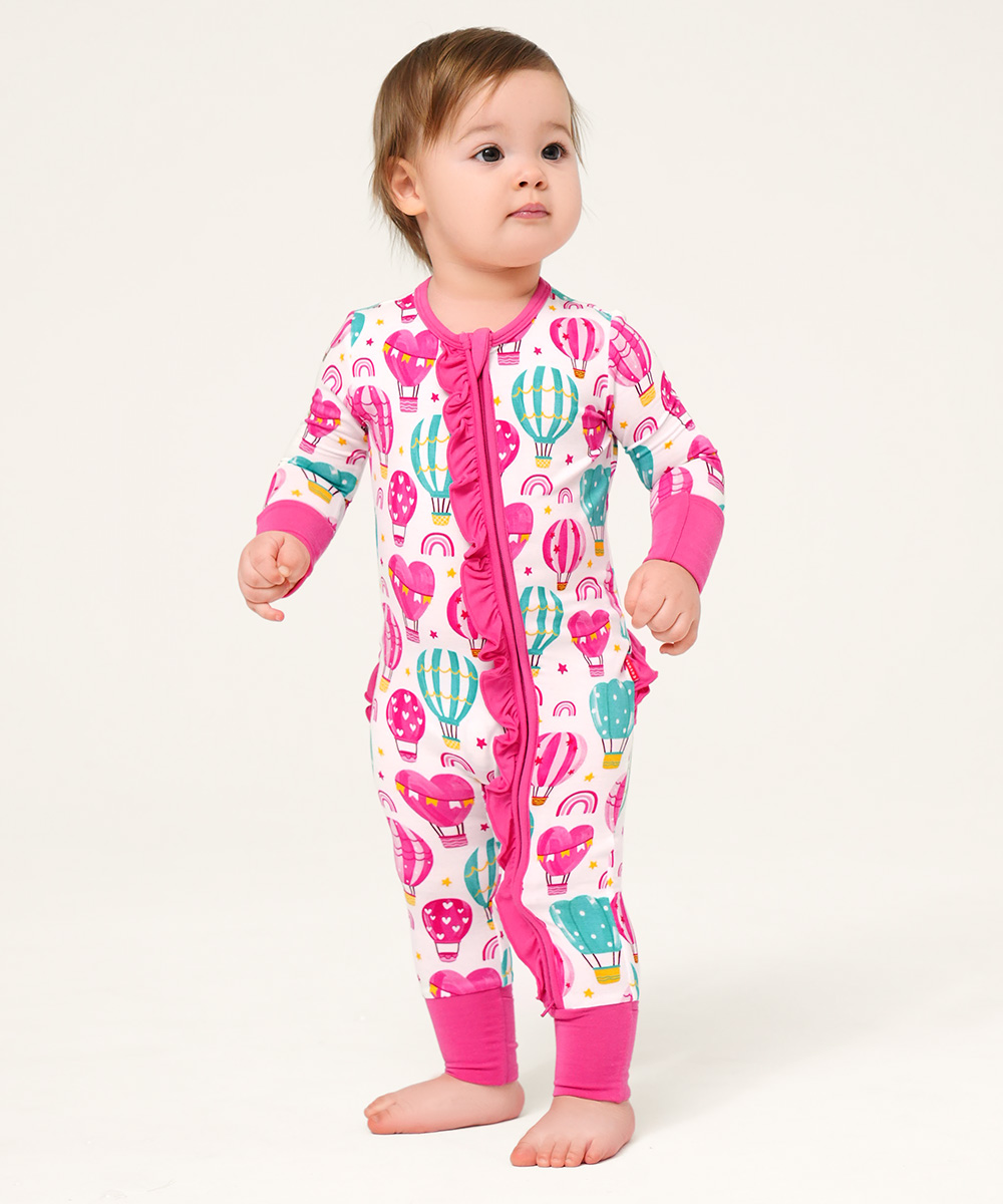 Bamboo Baby Girls 2 Way Zipper Footies