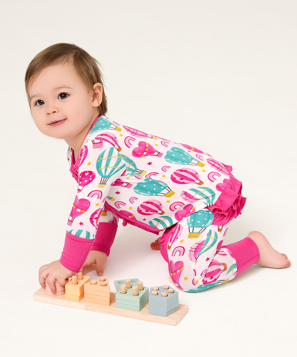 Bamboo Baby Girls 2 Way Zipper Footies