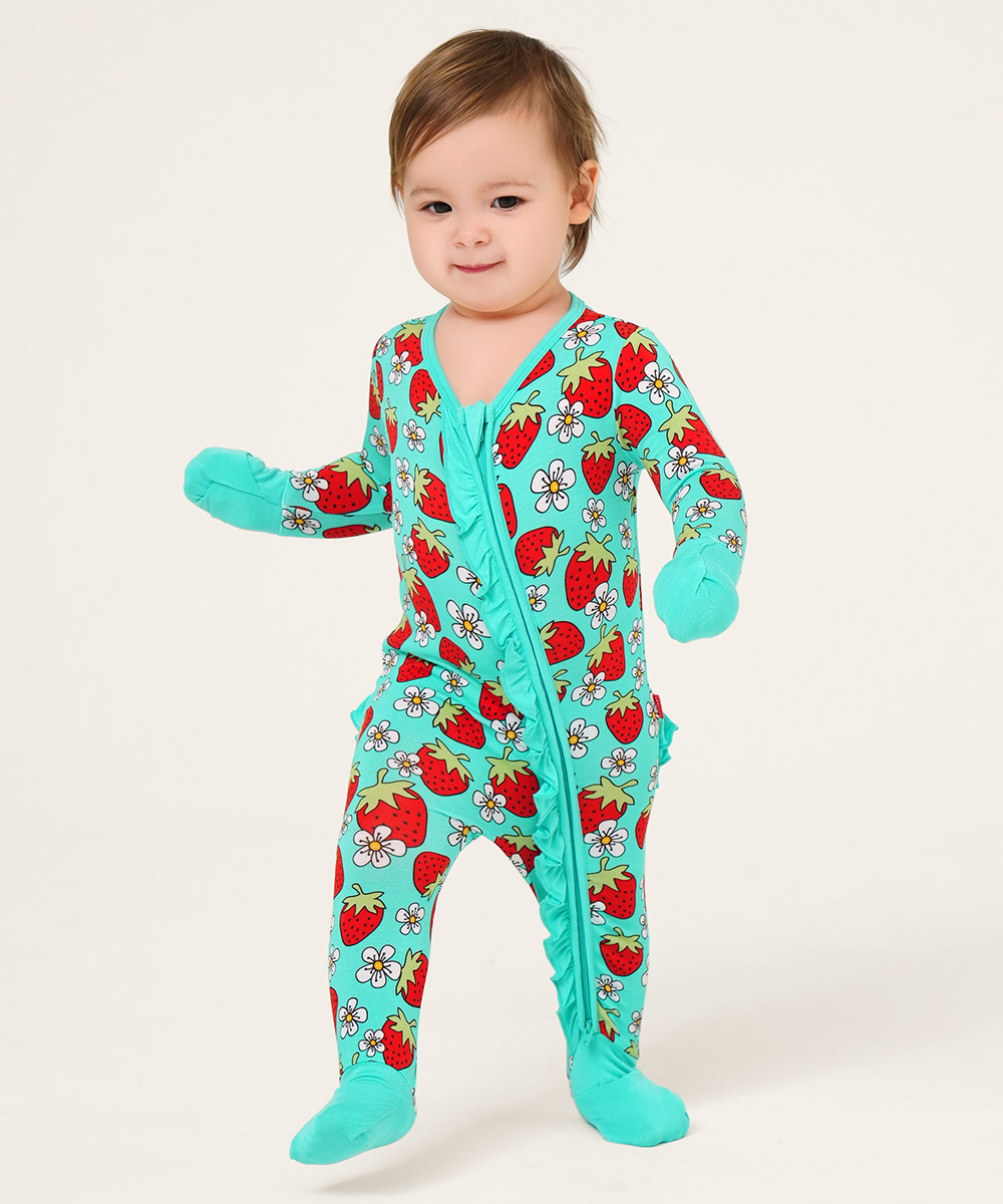 Bamboo Baby Girls 2 Way Zipper Footies