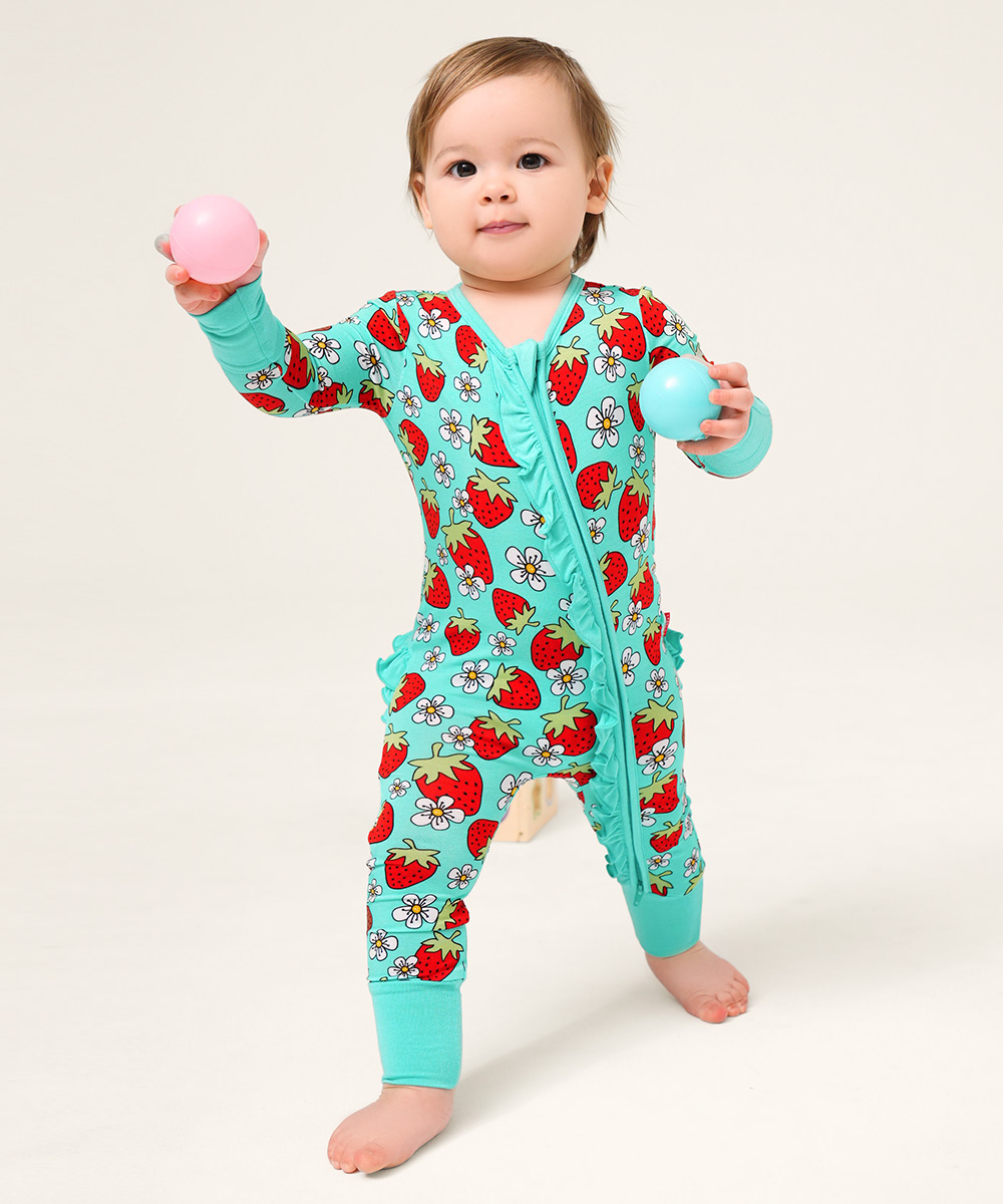 Bamboo Baby Girls 2 Way Zipper Footies