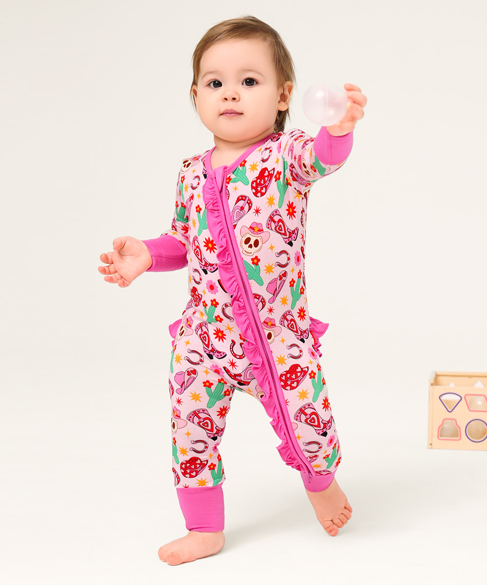 Bamboo Baby Girls 2 Way Zipper Footies