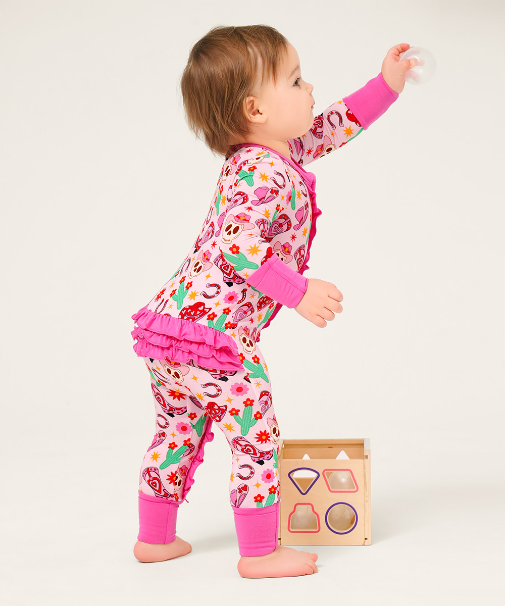 Bamboo Baby Girls 2 Way Zipper Footies