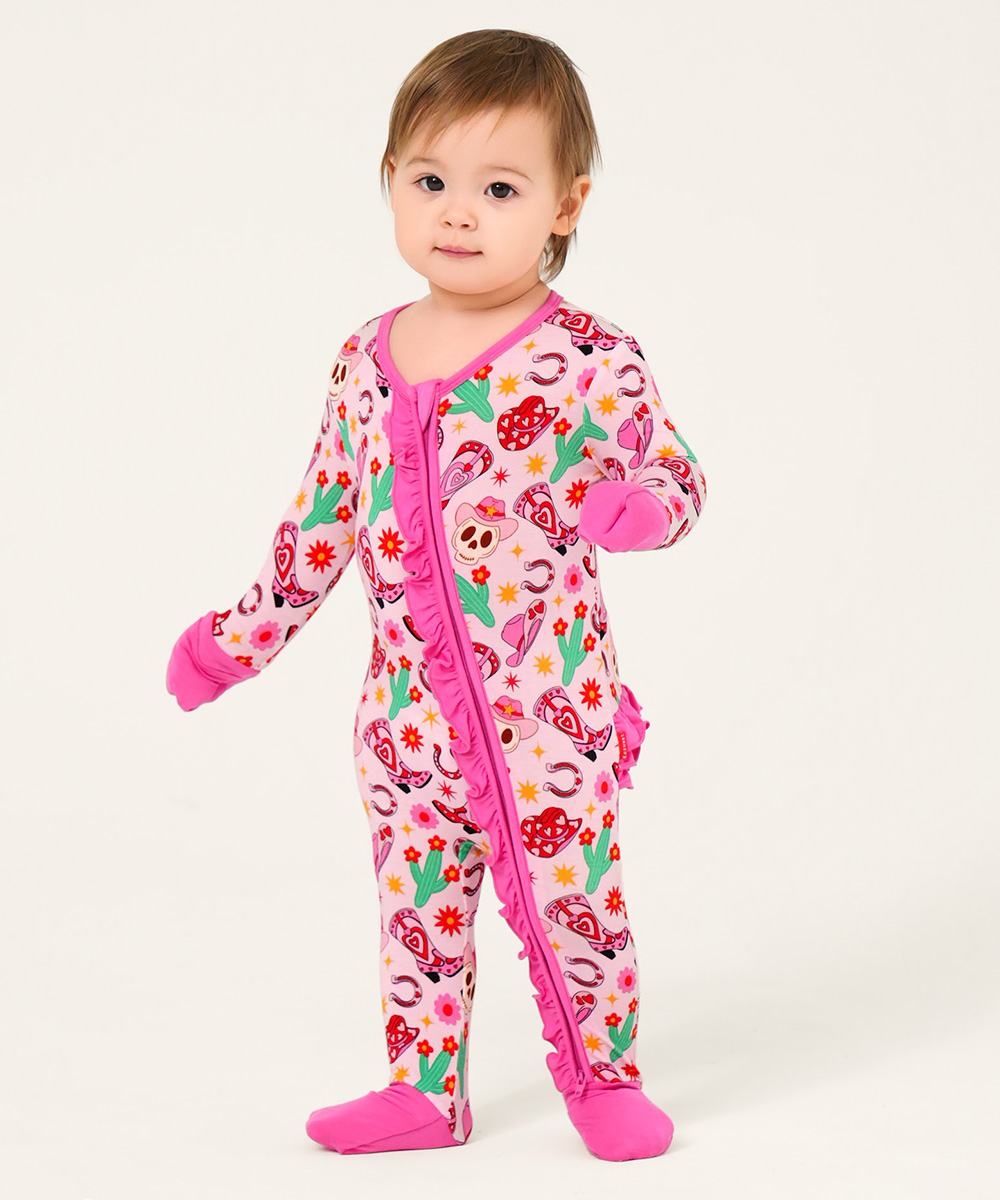 Bamboo Baby Girls 2 Way Zipper Footies