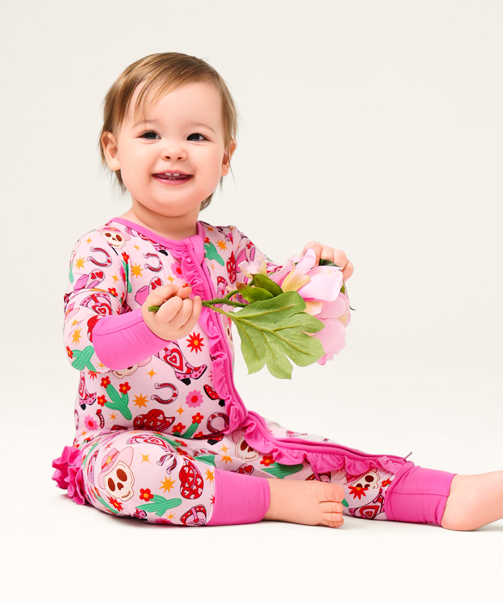 Bamboo Baby Girls 2 Way Zipper Footies