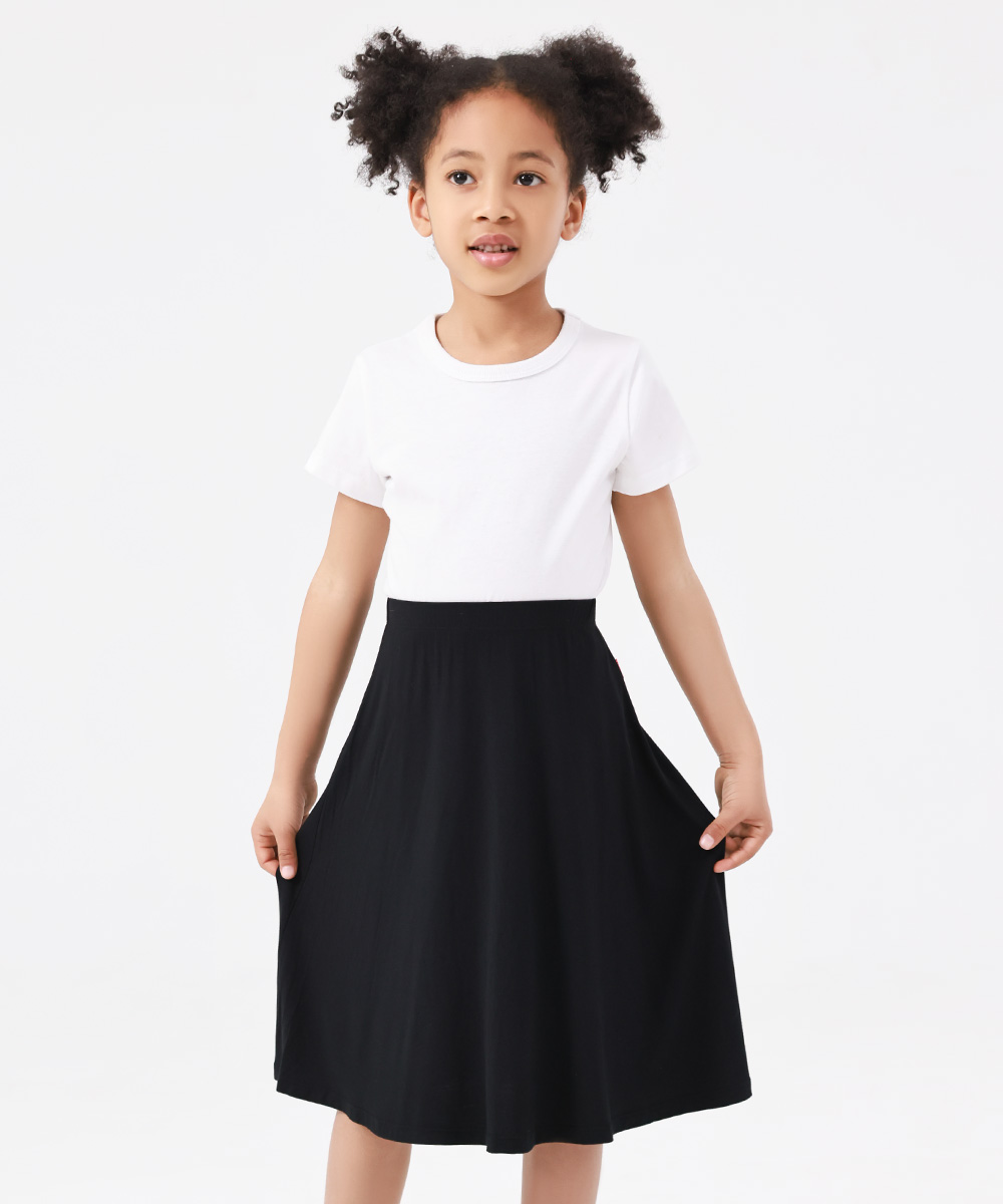 Kids Girls Flowy A-Line Skirt Knee Length Casual Skirt