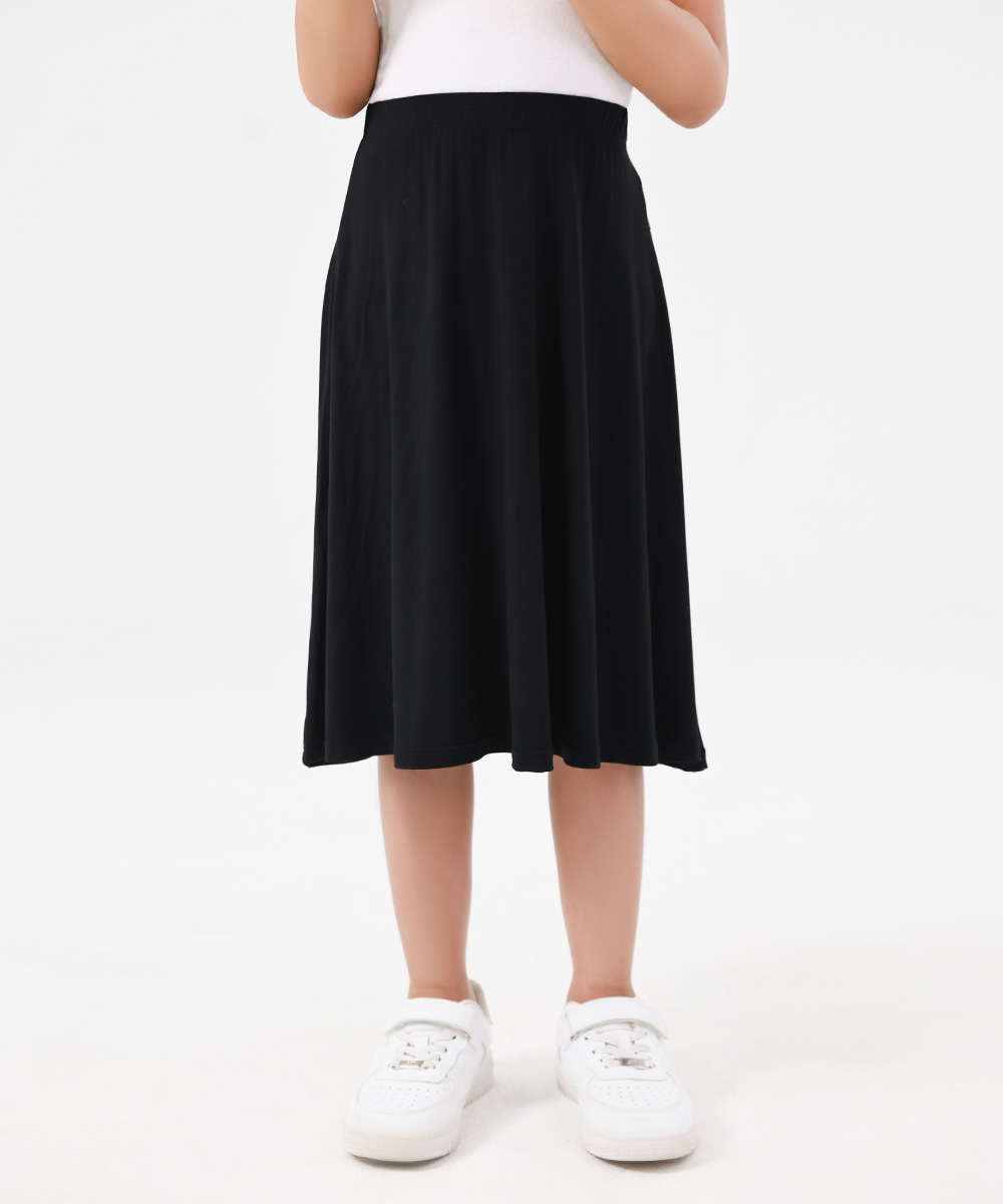 Kids Girls Flowy A-Line Skirt Knee Length Casual Skirt