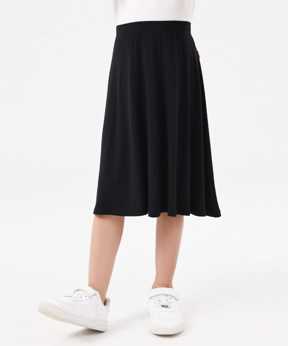 Kids Girls Flowy A-Line Skirt Knee Length Casual Skirt