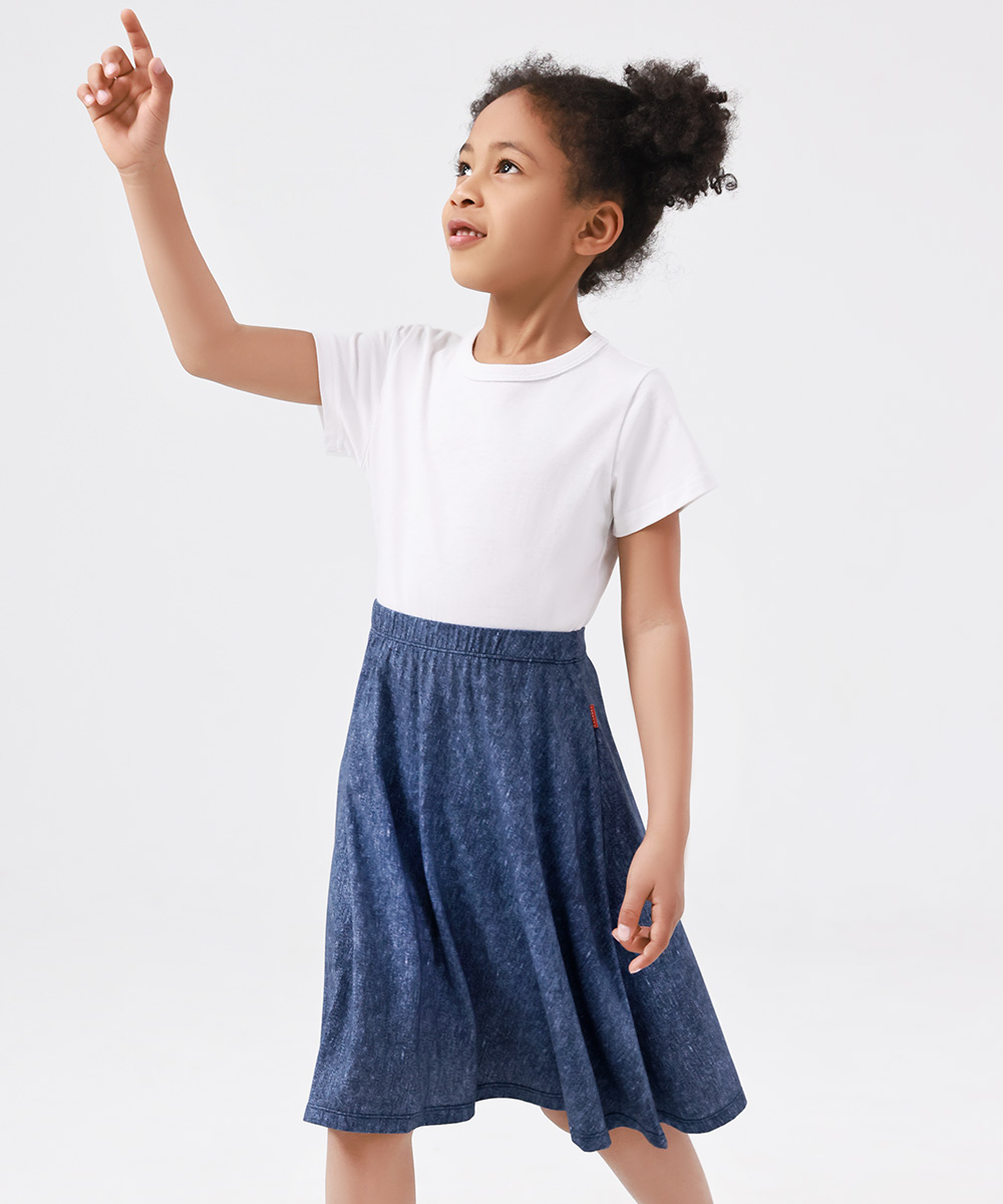 Kids Girls Flowy A-Line Skirt Knee Length Casual Skirt