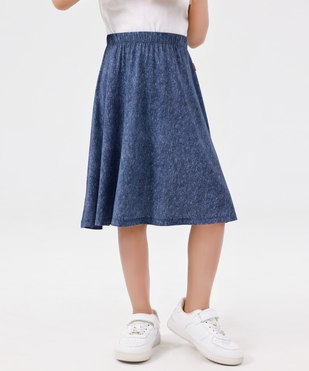 Kids Girls Flowy A-Line Skirt Knee Length Casual Skirt