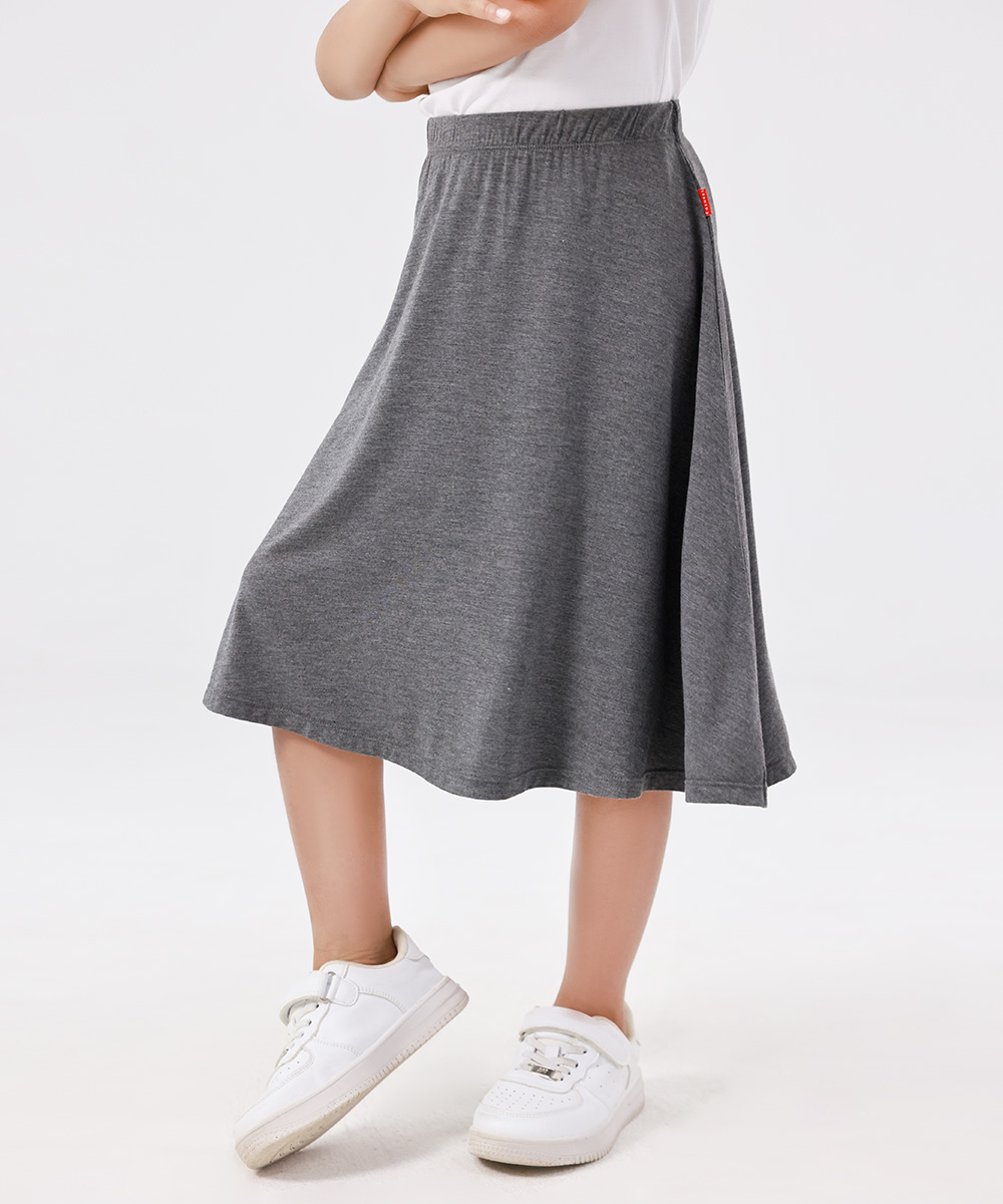 Kids Girls Flowy A-Line Skirt Knee Length Casual Skirt