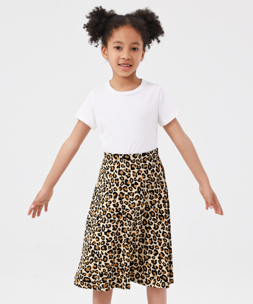 Kids Girls Flowy A-Line Skirt Knee Length Casual Skirt