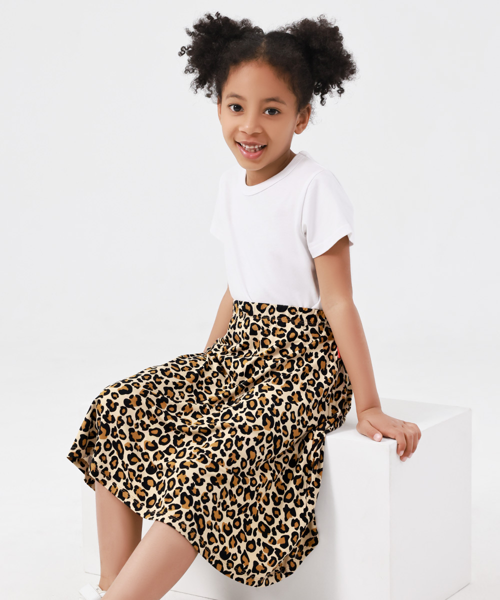 Kids Girls Flowy A-Line Skirt Knee Length Casual Skirt