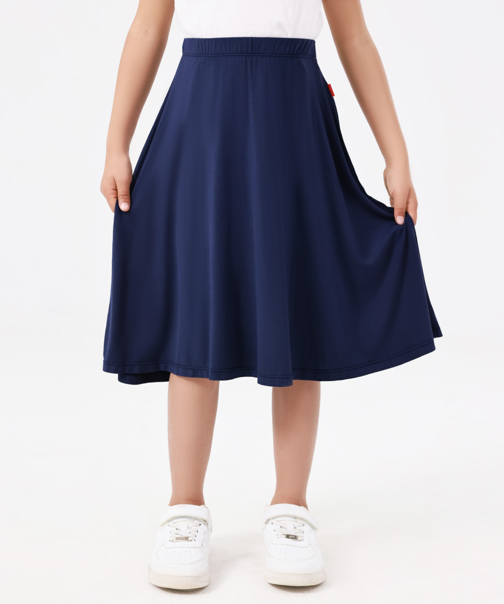 Kids Girls Flowy A-Line Skirt Knee Length Casual Skirt