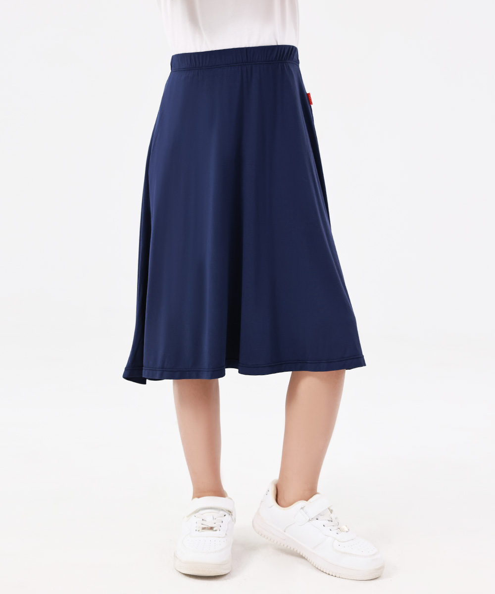 Kids Girls Flowy A-Line Skirt Knee Length Casual Skirt