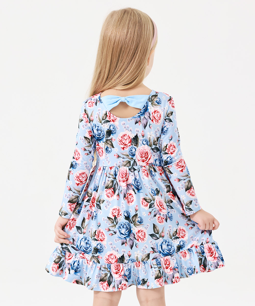 2T-12Y Long Sleeve Bamboo Viscose Girls' Twirl Dresses