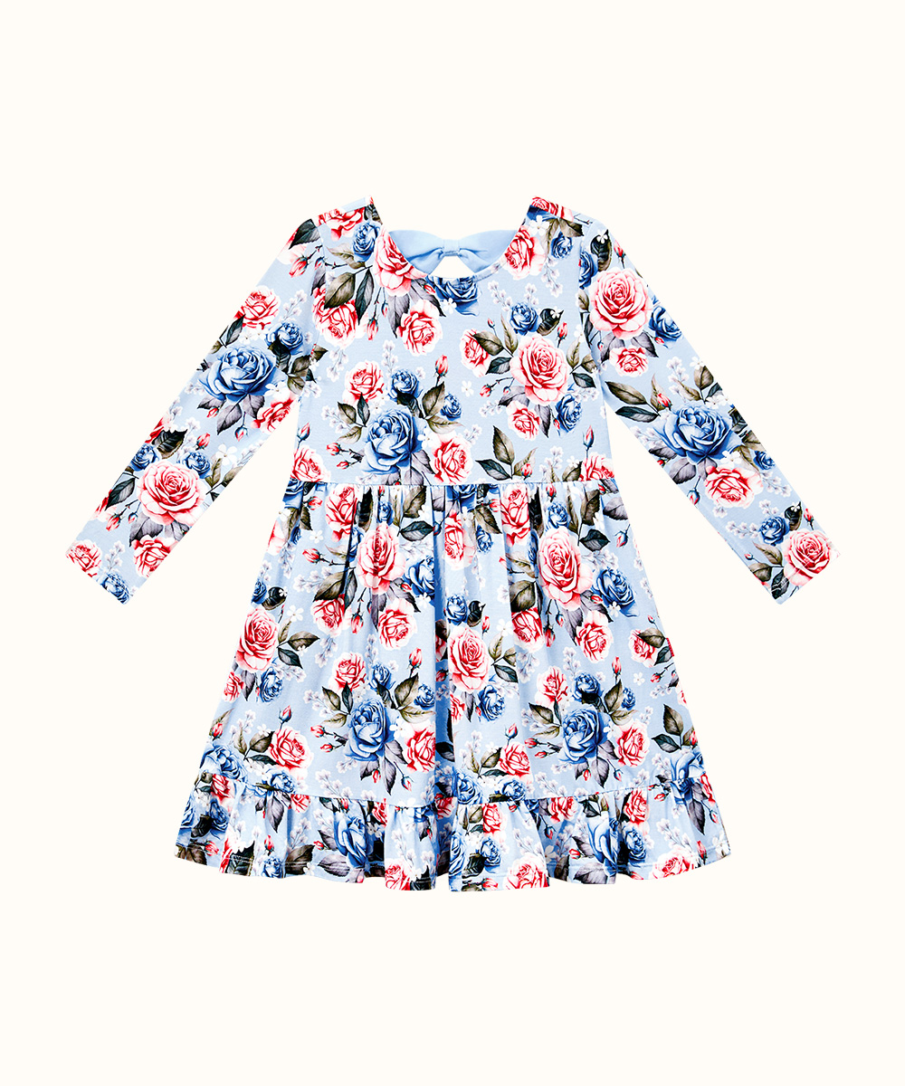 2T-12Y Long Sleeve Bamboo Viscose Girls' Twirl Dresses
