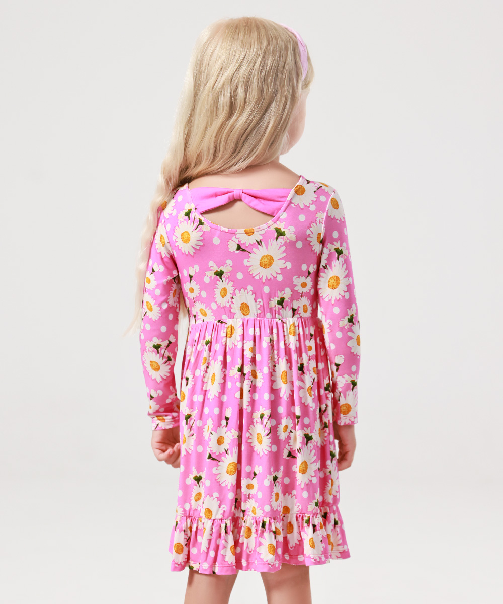 2T-12Y Long Sleeve Bamboo Viscose Girls' Twirl Dresses