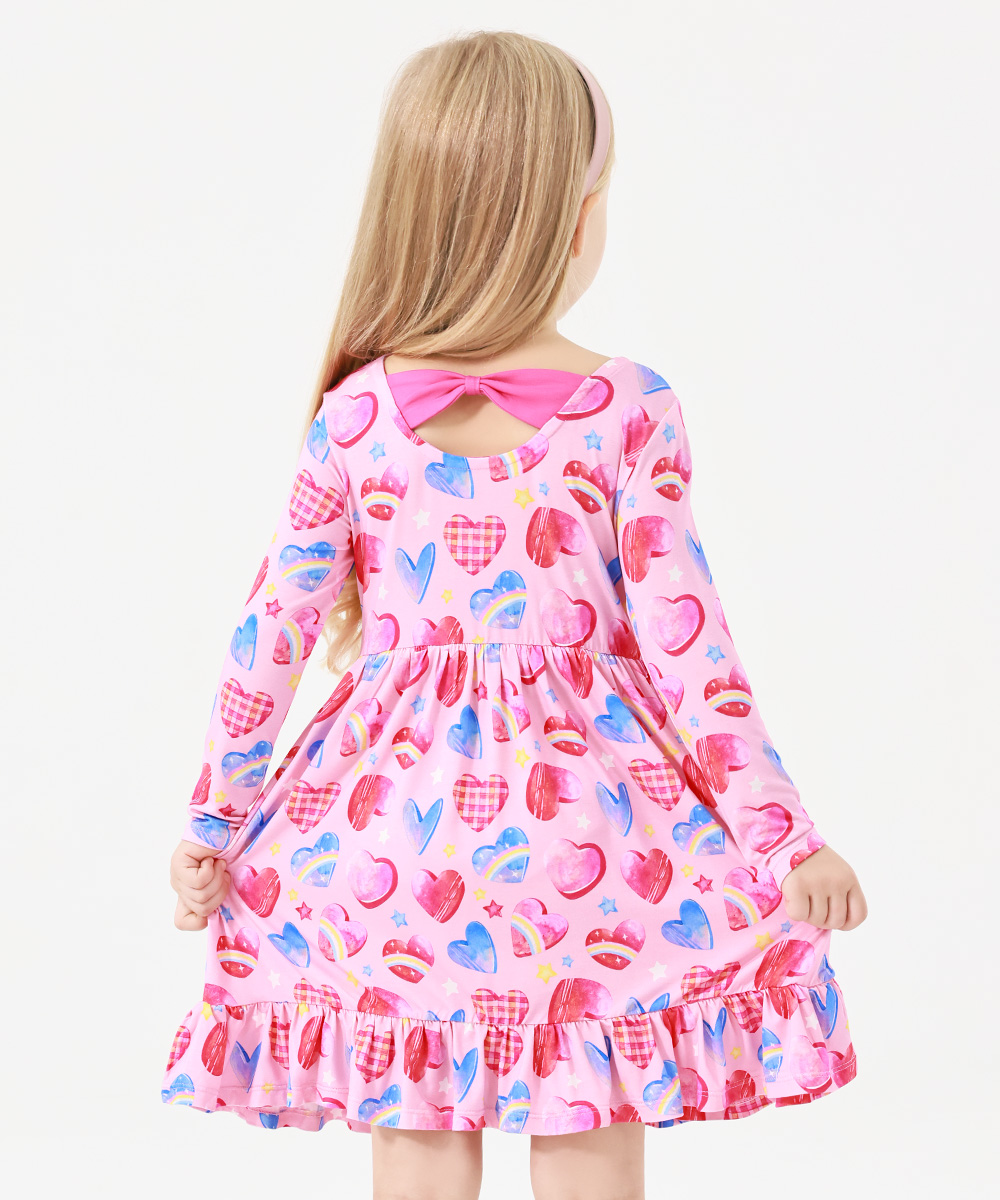 2T-12Y Long Sleeve Bamboo Viscose Girls' Twirl Dresses
