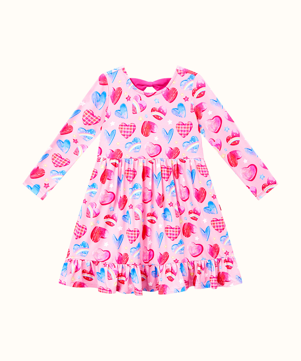 2T-12Y Long Sleeve Bamboo Viscose Girls' Twirl Dresses