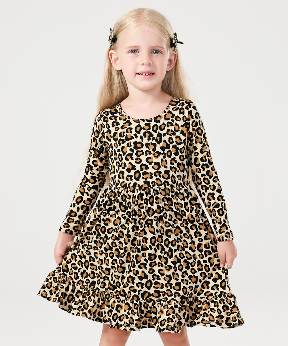 2T-12Y Long Sleeve Bamboo Viscose Girls' Twirl Dresses