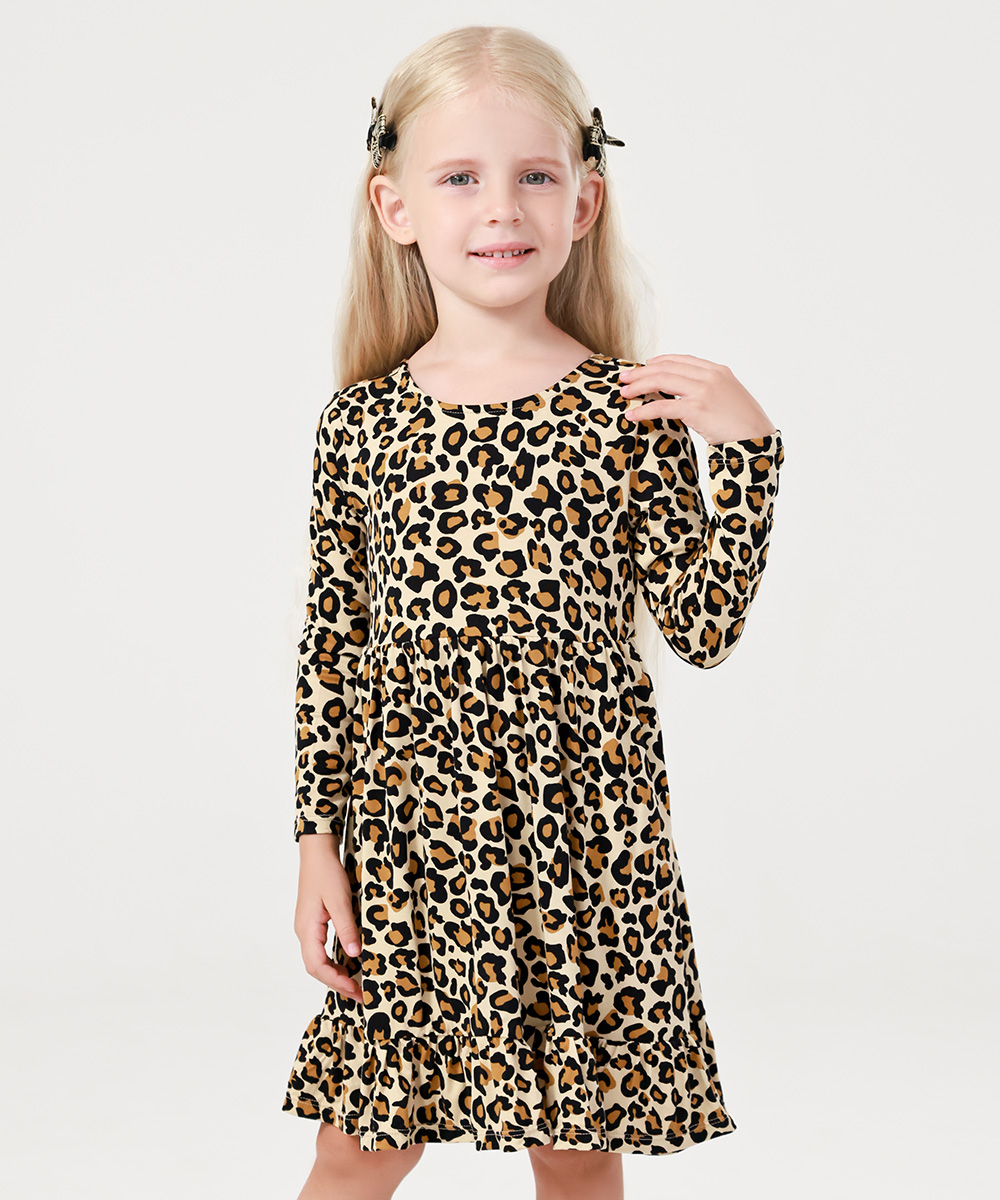 2T-12Y Long Sleeve Bamboo Viscose Girls' Twirl Dresses