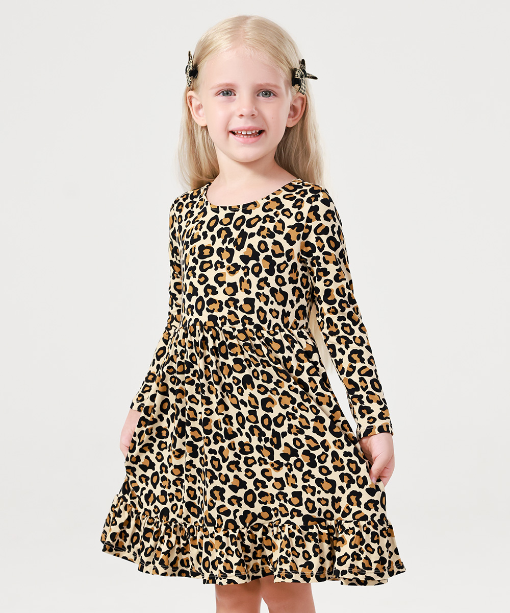 2T-12Y Long Sleeve Bamboo Viscose Girls' Twirl Dresses