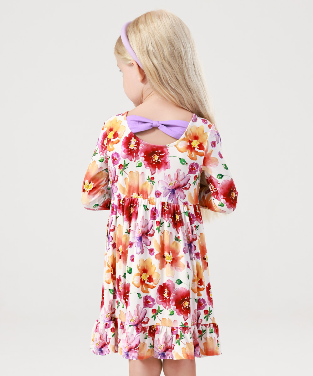 2T-12Y Long Sleeve Bamboo Viscose Girls' Twirl Dresses