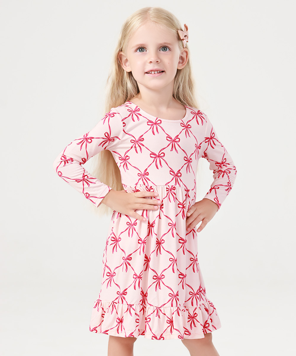2T-12Y Long Sleeve Bamboo Viscose Girls' Twirl Dresses