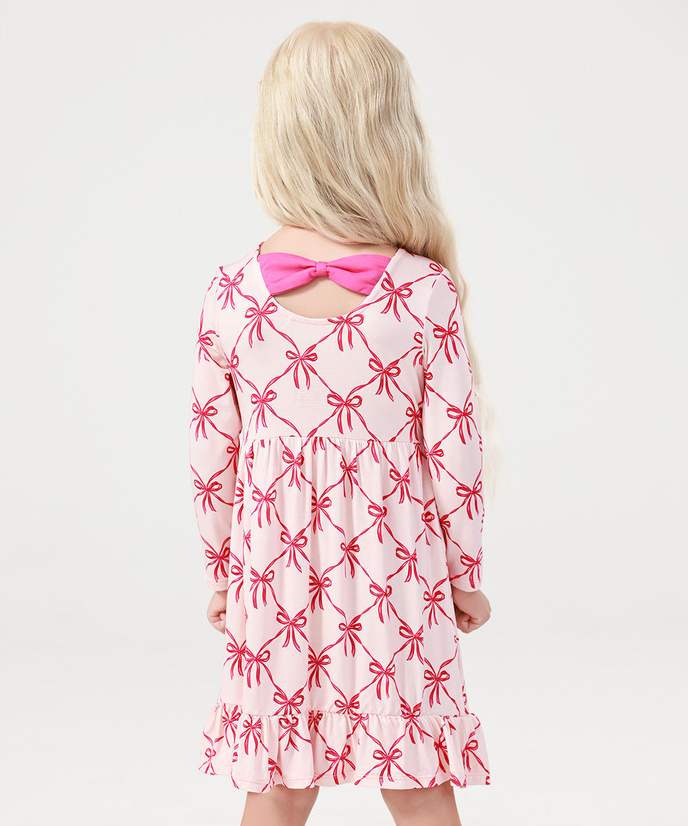 2T-12Y Long Sleeve Bamboo Viscose Girls' Twirl Dresses