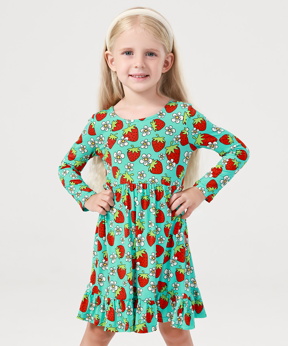2T-12Y Long Sleeve Bamboo Viscose Girls' Twirl Dresses