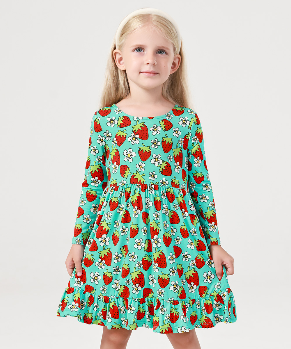 2T-12Y Long Sleeve Bamboo Viscose Girls' Twirl Dresses