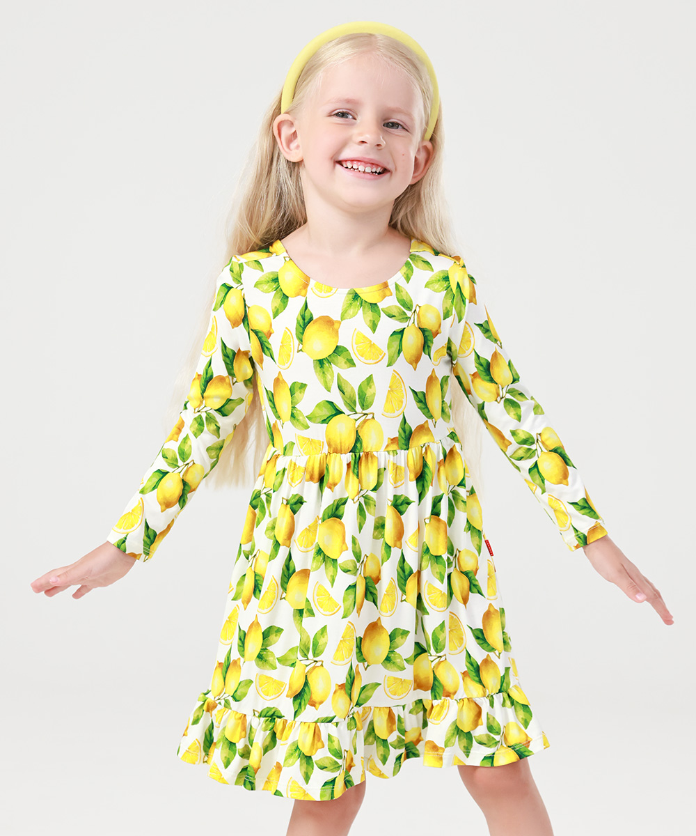 2T-12Y Long Sleeve Bamboo Viscose Girls' Twirl Dresses