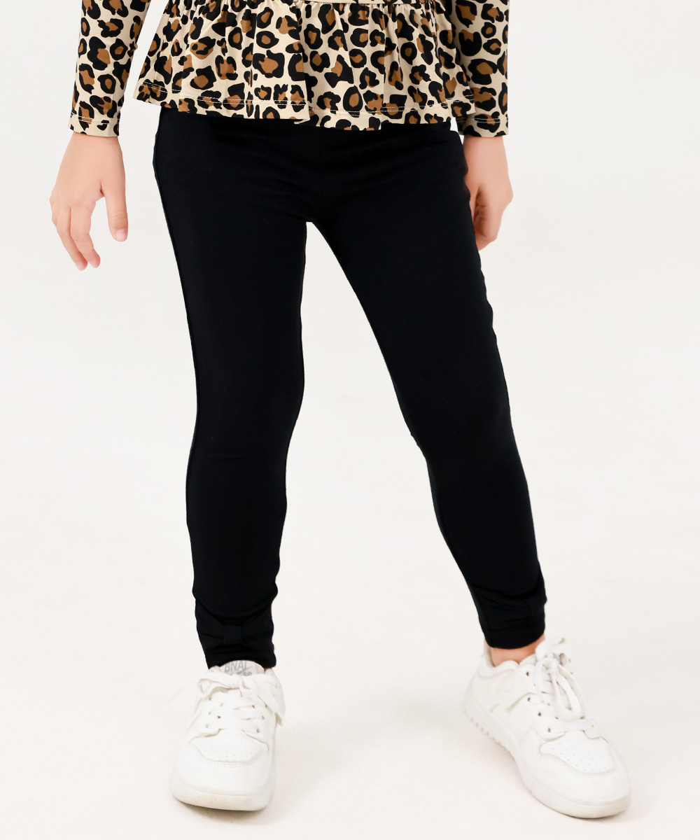 GirlS' Bamboo Bowknot Soild Leggings