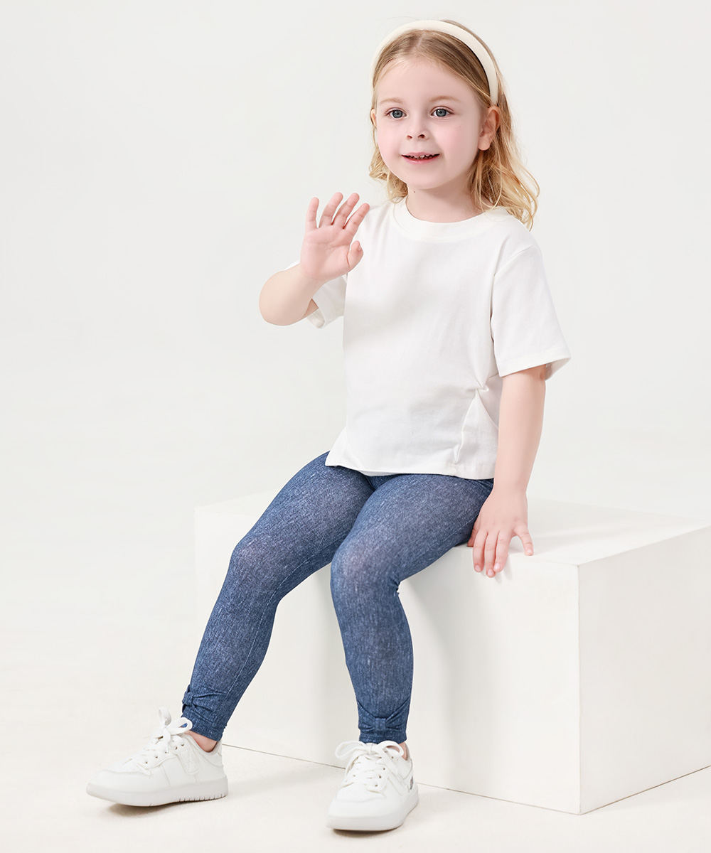 GirlS' Bamboo Bowknot Soild Leggings