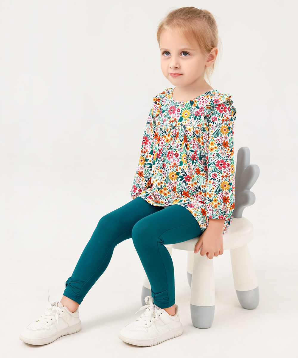 GirlS' Bamboo Bowknot Soild Leggings