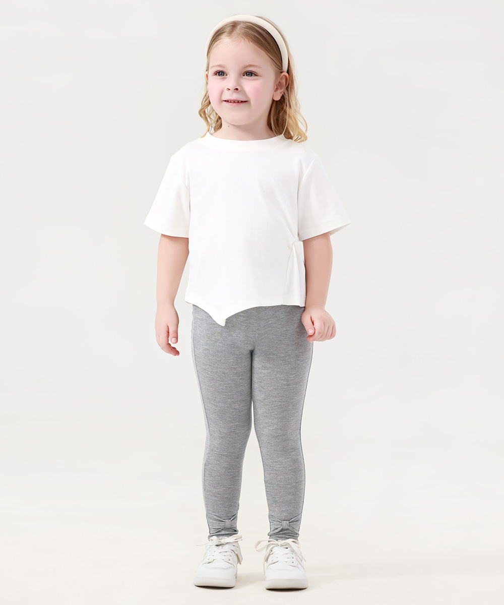 GirlS' Bamboo Bowknot Soild Leggings